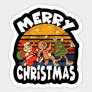 Merry Christmas. Santa Claus, Gingerbread man, Christmas tree Sticker